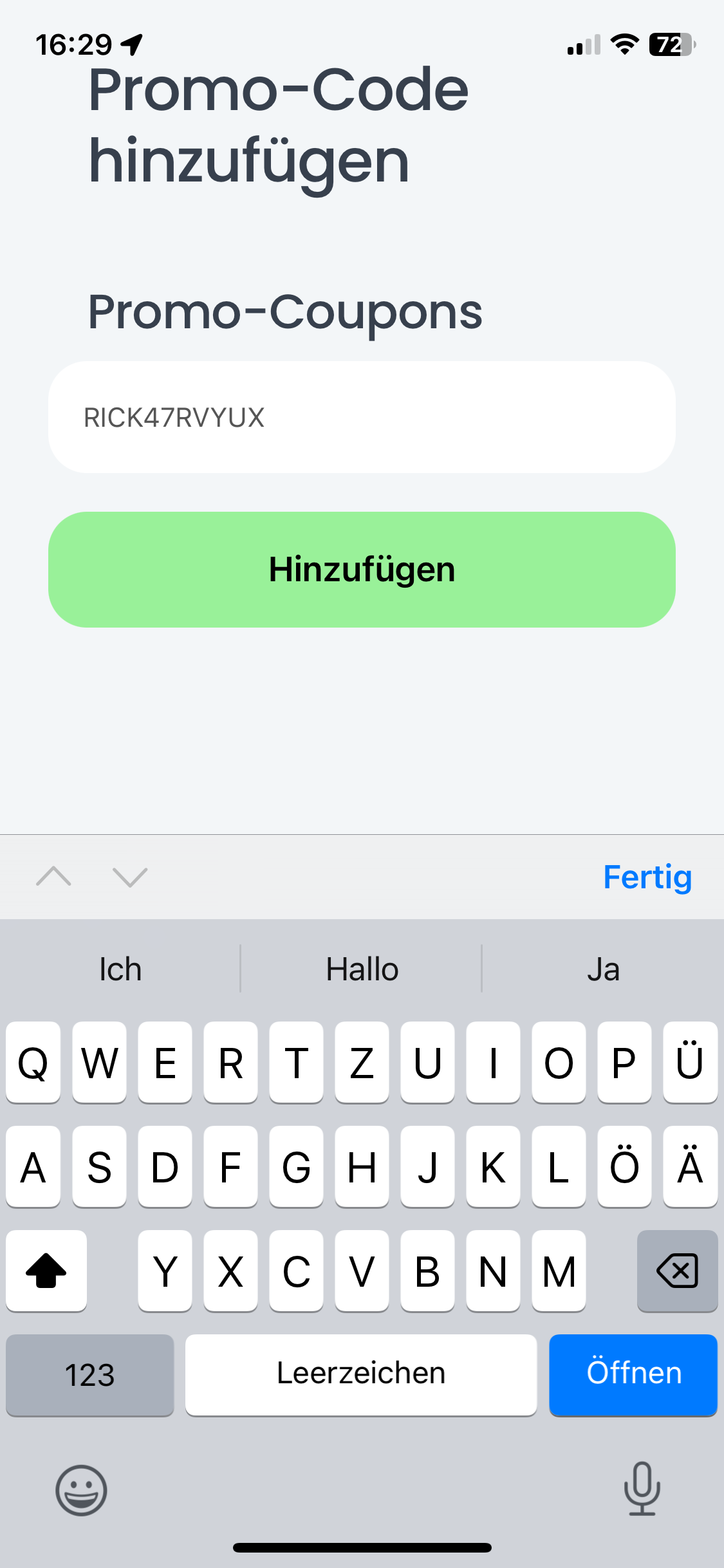 Code eingeben